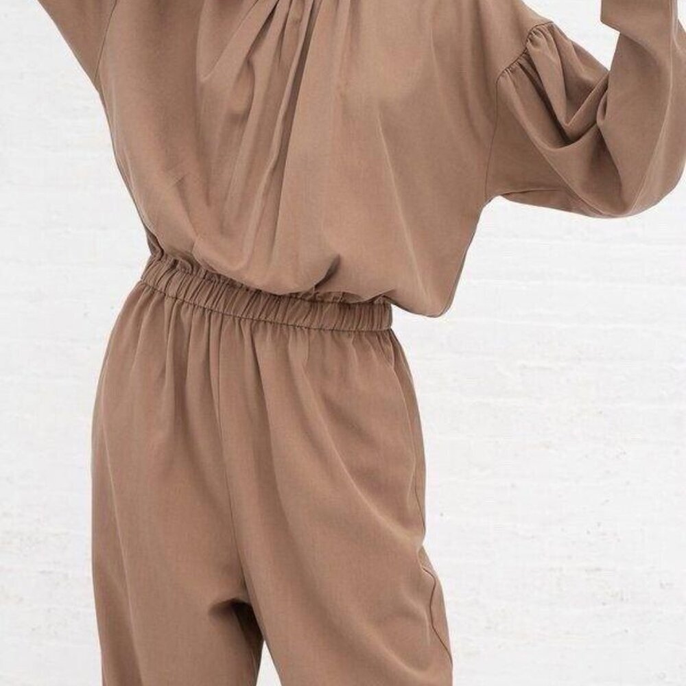 Black Crane Tulip Jumpsuit - Brown Xs Xsmall.‎ Tencel/cotton
